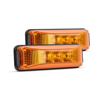 

2 Pcs 3.9 Inch 3 Leds Truck Trailer Front Rear Led Side Marker Light Indicator Lamp Rock Light for Trailer Boat-Amber