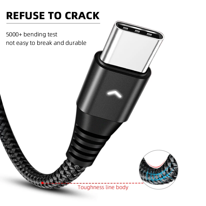 KSTUCNE usb type-C кабель для Xiaomi Redmi Note 7 mi8 mi9 USB C кабель для samsung S9 Быстрая зарядка USB-C шнур для зарядки мобильного телефона