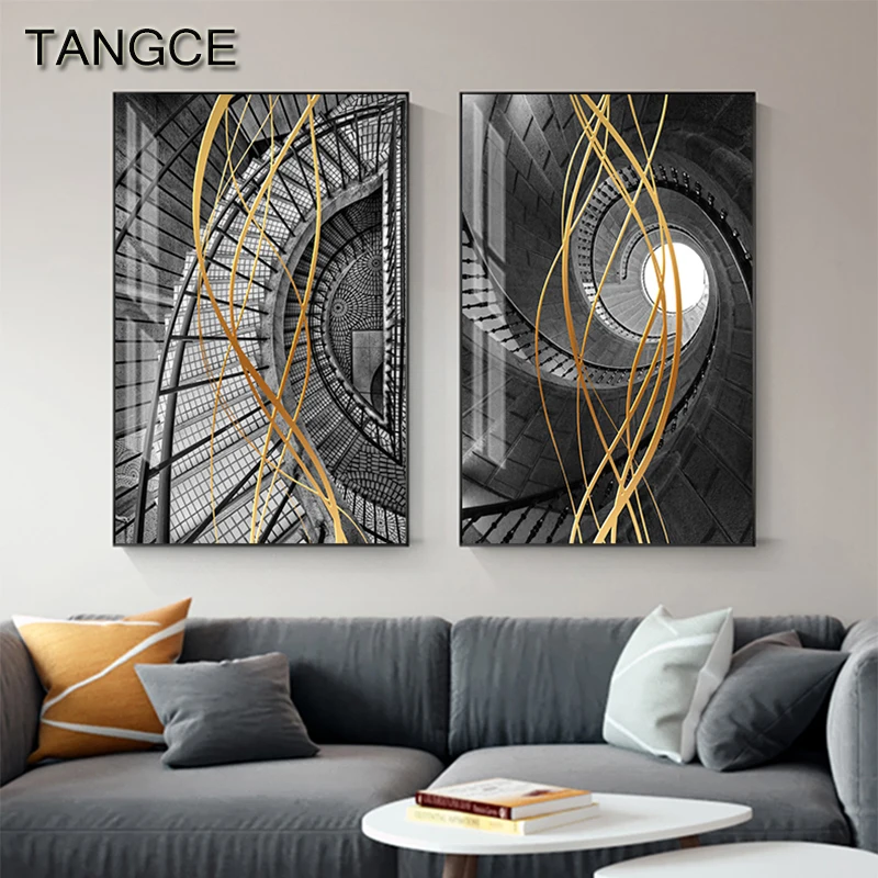 Dining Room Wall Art. Contemporary Abstract Canvas Print in Black and White Canvas Art Black and White Modern Geometric Wall Art Decor
