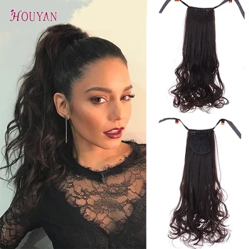 

HOUYAN All Colors Available Black Brown Clip in Silky One Piece Synthetic Natural Hair Extensions False hair Hairpieces