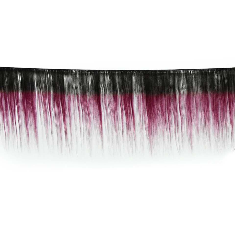 HairUGo бразильский Weave волос Связки с закрытием прямое, Омбре человеческие волосы пучки волос с закрытием не Волосы remy волос для наращивания