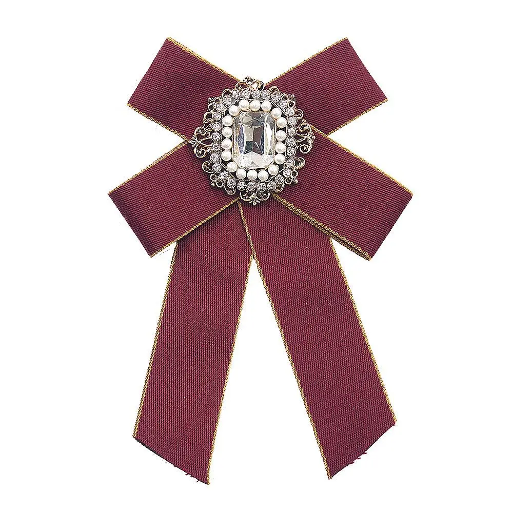 

Bow Bowtie Top Grade Micro Zircon Pearl Brooch Customizable Crystal Brooch Fabric Brooch Collar