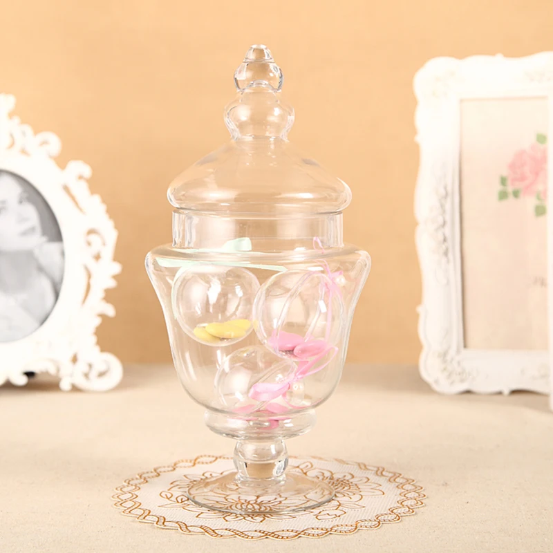 Transparent Creative Glass Bottles Decoration Crafts Transparent Dust-Proof Stand Dessert Candy Jars Tea Caddy Boxes Storage Jar 6