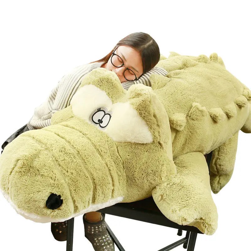 

[Funny] Big size 150cm soft crocodile doll Stuffed plush toy animal cotton Hold pillow Home Decoration child adult Birthday Gift