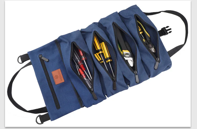 electrician tool bag Waterproof Roll Up Tool Bag Multi-Purpose Canvas Tool Pouch Wrench Organizer Durable Small Shoulder Hanging Zipper Carrier Tote top tool chest