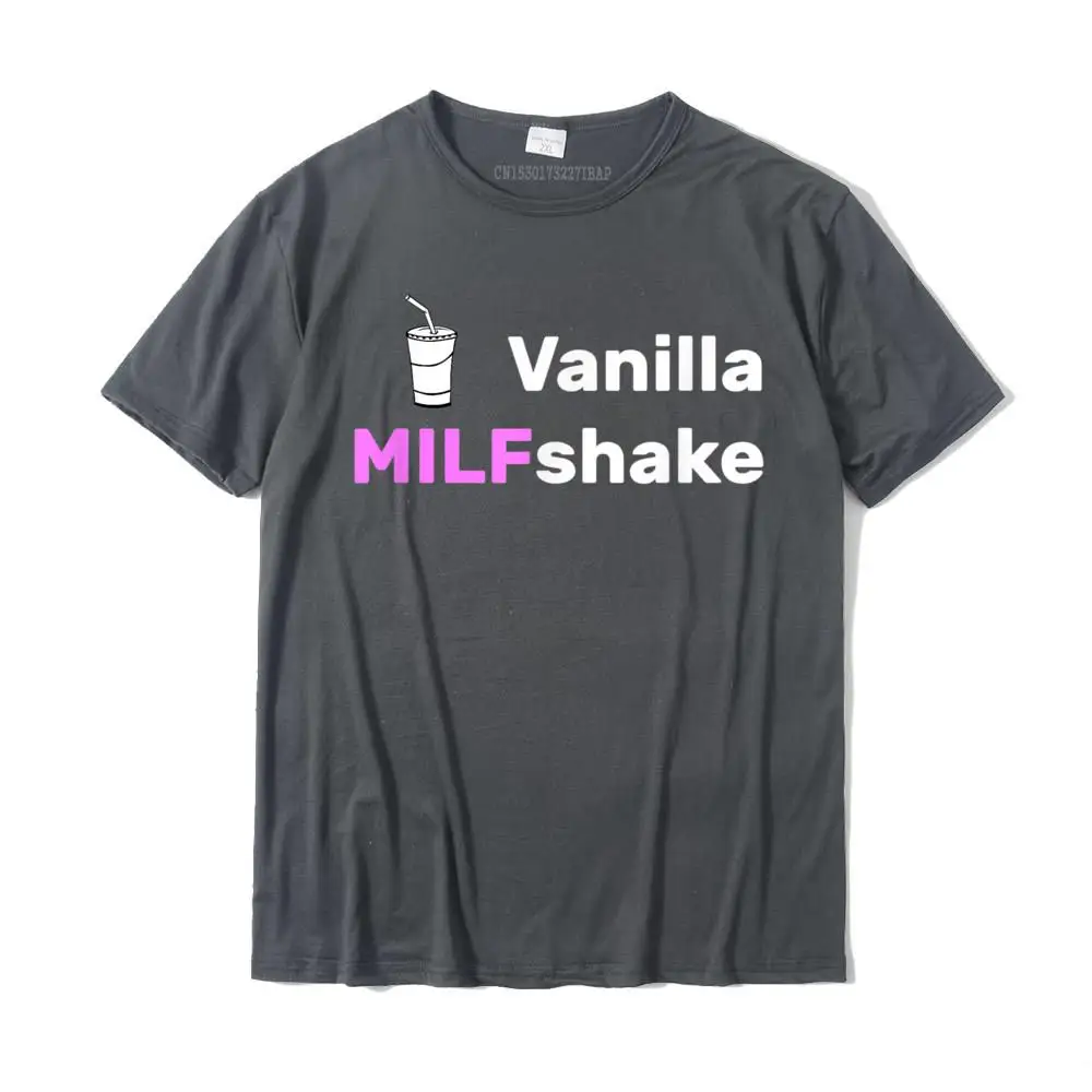PrintedFunny Short Sleeve Tops Shirts Autumn Prevalent Round Collar Cotton Tees Men T-shirts Simple Style  Drop Shipping Vanilla MILFshake - Funny Hot Mom Milf T-Shirt__MZ16288 carbon