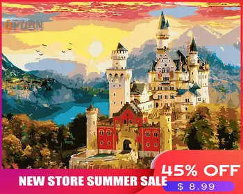 

OPDBN Wall Art Canvas Painting by Number Posters Building a Poster Canvas Painting for Living Room Home Decor No Frame