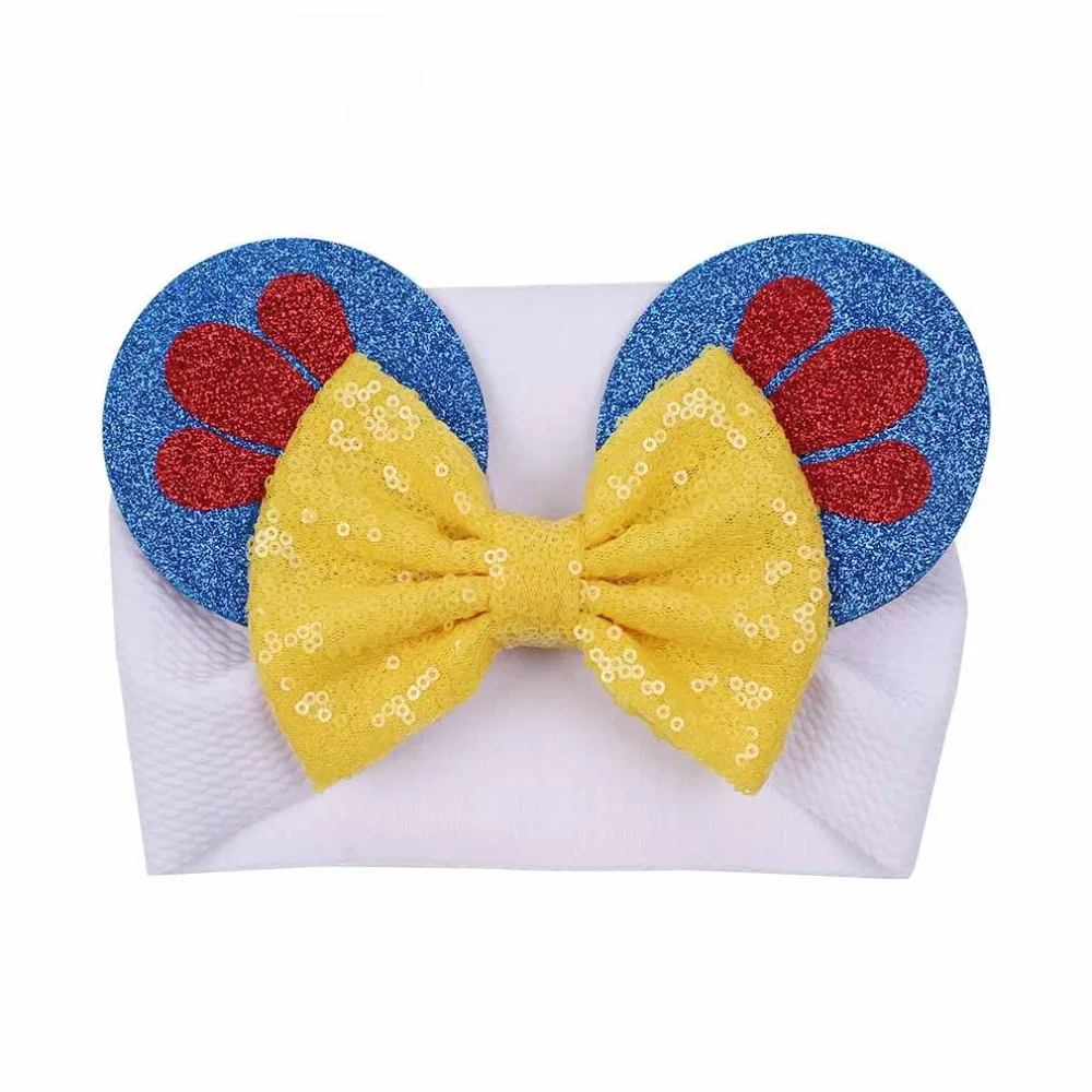 10 шт./lot5'' обруч Sequin головная повязка в виде чалмы детская блестящая Минни ободок с мышиными ушками для девочек эластичные аксессуары для волос и головы Обёрточная бумага
