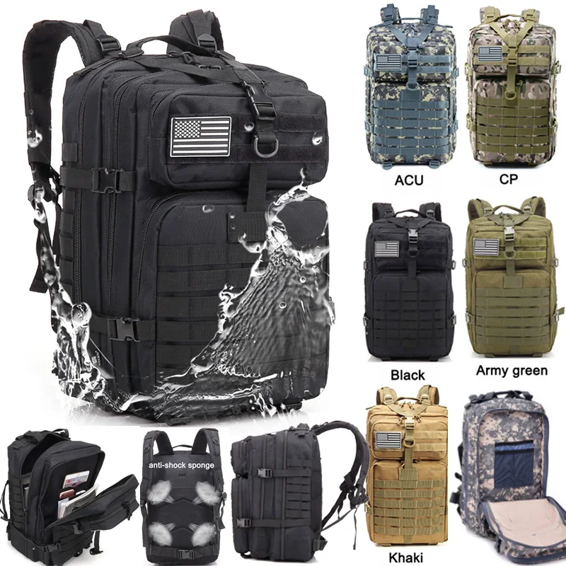 

2020 Multifunctional Bags Military Camouflage Backpack Assault Pack 45L Large-Capacity Army Molle Waterproof Outdoor Battle Bag
