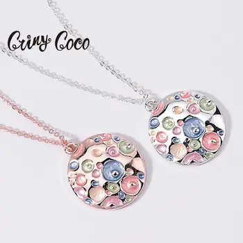 

Cring Coco 2020 Statement Party Jewelry Colorful Enamel Pendants Necklaces for Women Statement Elegant Round Chokers Hot Sale