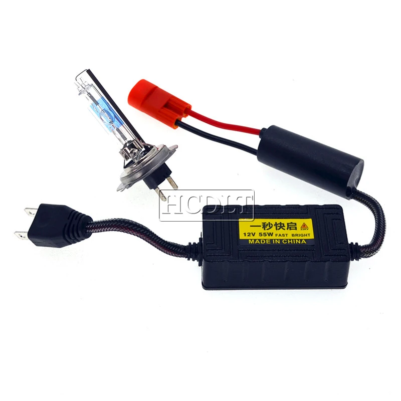 HCDLT Full Set Super Mini 55W AC Slim Ballast HID Headlight Kit Xenon H7 H1 H11 9005 9012 Replacement Bulb Lamps 12V 5500K White (3)
