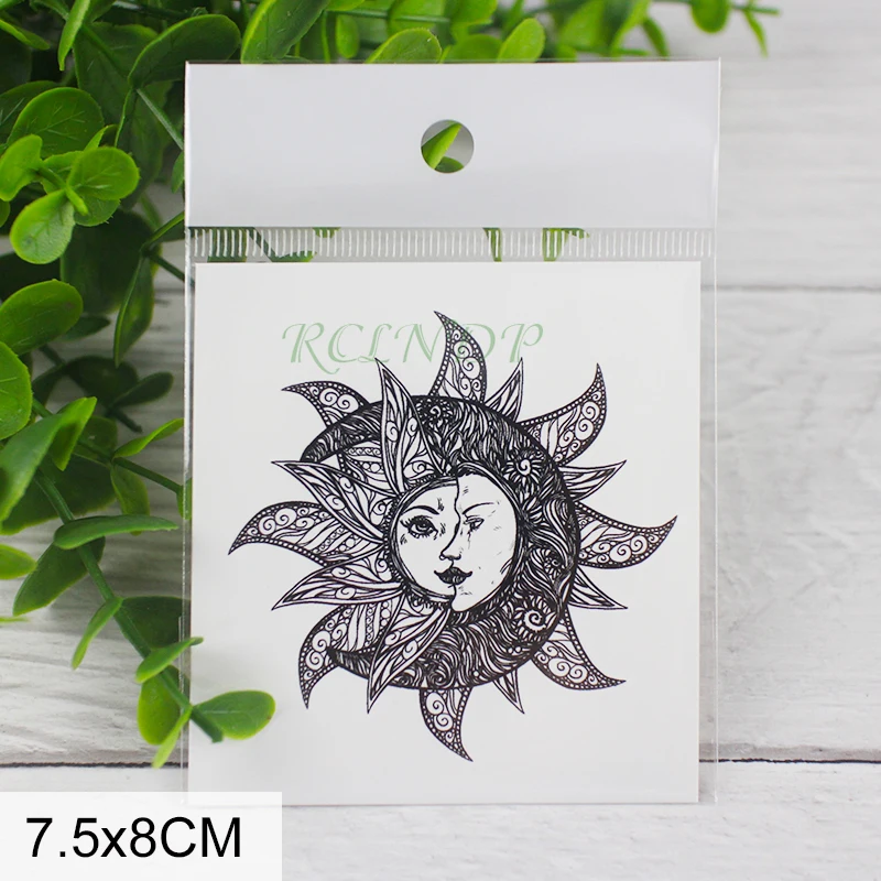 Водостойкая временная татуировка наклейка с Луной цветком двумя человеческими