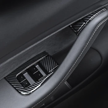 

Car Door Lift Window Button Panel for Tesla Model 3 2018 2019 Interior Carbon Fibre Door Lock Protection Cover Car Accessories