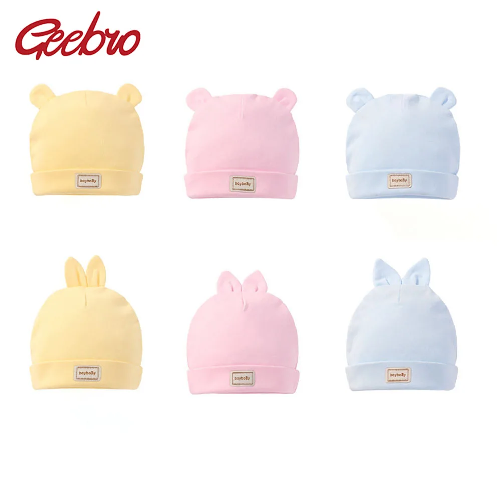 

Geebro Fashion Cute Cotton Newborn Hat Lovely Warm Bear Ears Toddler Skull Cap for 0-3 Months Baby Boy Girls Angels