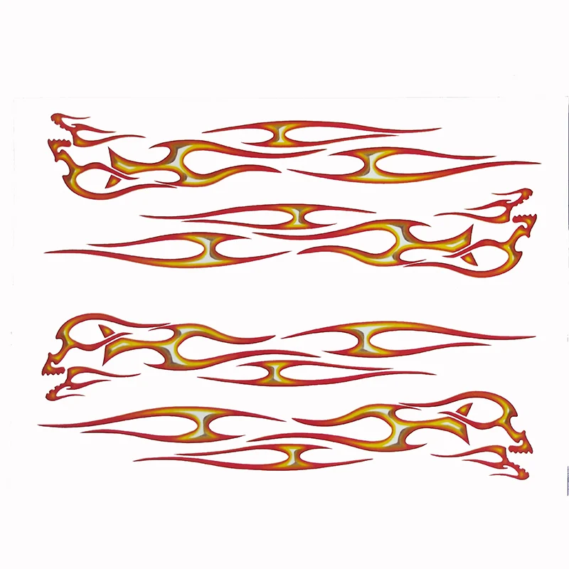 2 листа 25 см наклейка с пламенем Водонепроницаемая мотоциклетная наклейка на шлем Чоппер Байк ATV велосипед Скутер наклейка
