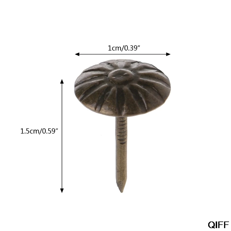 Прямая поставка& 100 шт. античная латунь мебельные гвозди Tack серьги-гвоздики Канцелярская кнопка пень оборудования Декор 5 августа