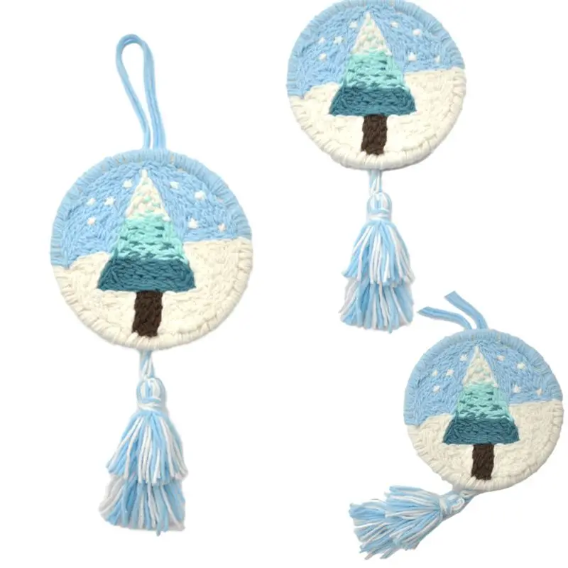 Christmas Tree 1 набор, Рождественский набор для рукоделия, вышивка, материалы, посылка, набор, рукоделие, обруч, пряжа, дырокол, игла, Подарочная поставка - Цвет: Christmas Tree