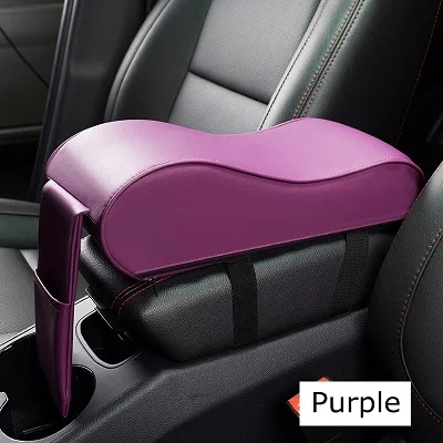 Автомобильный подлокотник из натуральной кожи, универсальные авто подлокотники, автомобильная центральная консоль, подлокотник, накладки на коробку, защитный автомобильный Стайлинг - Название цвета: Purple