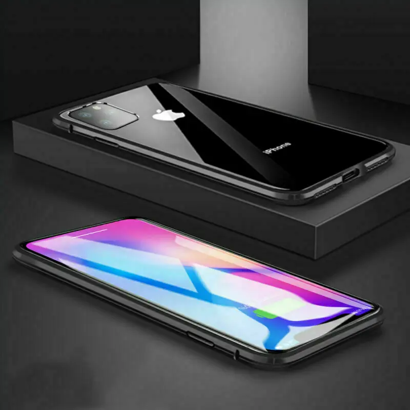 Роскошный двухсторонний стеклянный металлический магнитный чехол для iphone 11 Pro чехол для телефона Магнитная крышка 360 полная защитная оболочка - Цвет: color 4