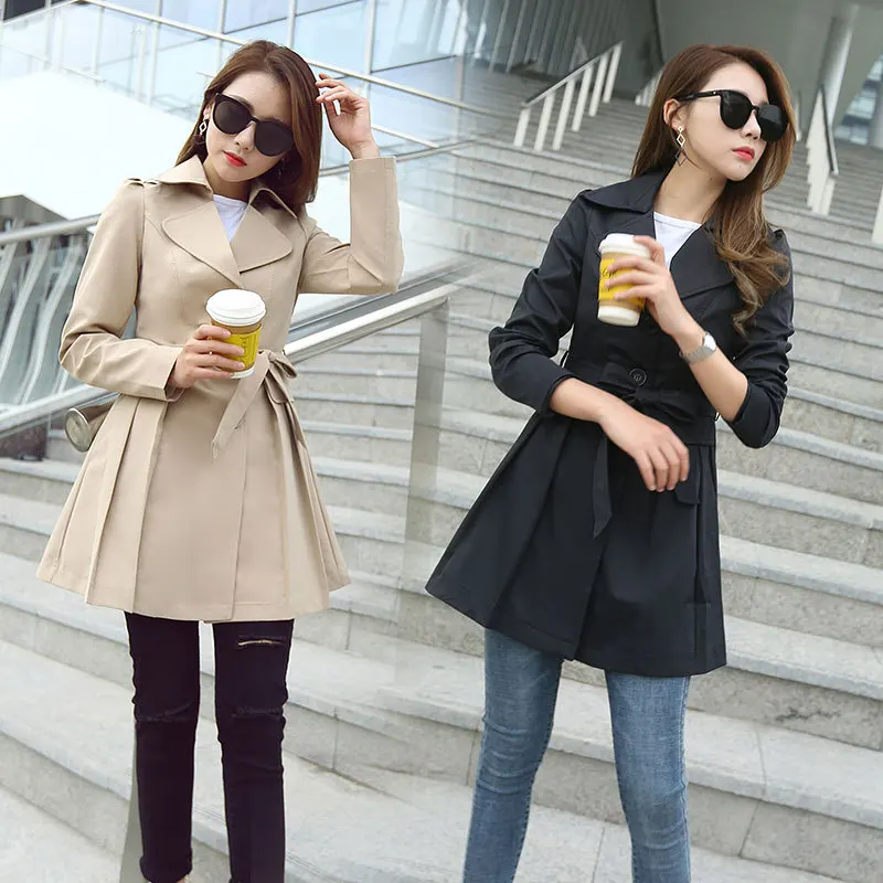 

Trench Coat Women's Short Kaki 2018 Spring And Autumn Korean-style Fashion New Style Slim Fit Double Breasted Short-height WOMEN