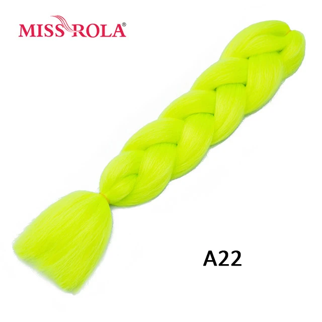 Miss Rola Synthetic Support Wholesale 100g 24 Inch Jumbo BraidsPink Green Yellow High Temperature Fiber Ombre Hair Extensions A22