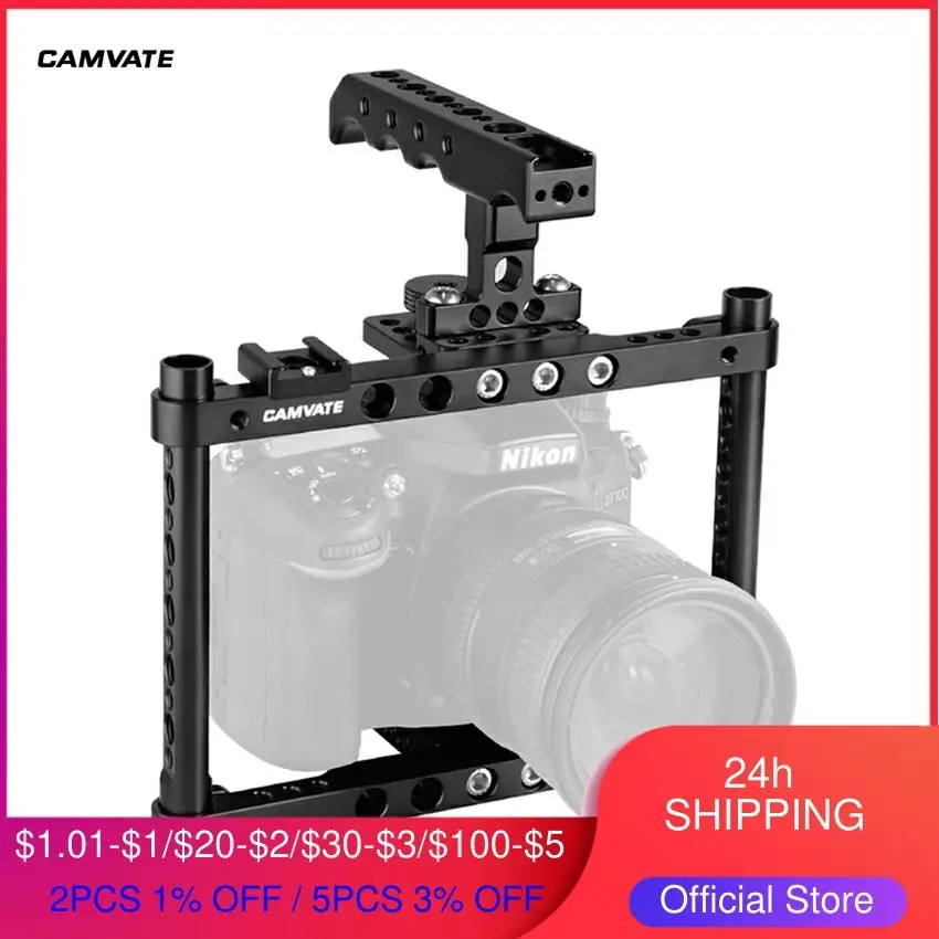 Держатель для камеры CAMVATE Canon 70D/80D/ MarkII 5D MarkIII 5DS 5DSR/Nikon D3200/D3300/Sony a58 a7 a7II/GH5/GH4/GH3 |