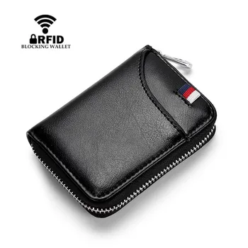 

Men's Genuine Leather Short Wallet Zipper Pocket Men Wallet card Mini Wallet Coin Purse Business Card Holder Money Bag