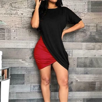 

Summer Dresses Women Casual Beach Sundress Sexy Wrap Bodycon Mini Dress Female Clothes Patchwork Ladies Dresses Pencil Dress