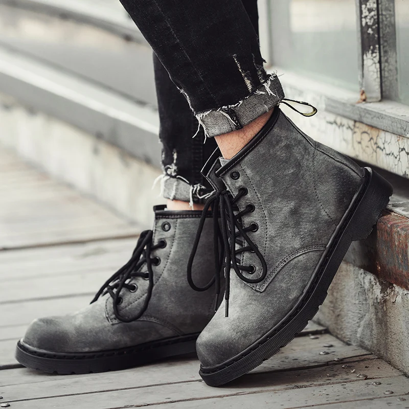 

KATESEN New Plush keep Super Warm Men Boots Winter Boots Rubber Plush Snow Boots England Retro ankle boots For Men Winter Shoes