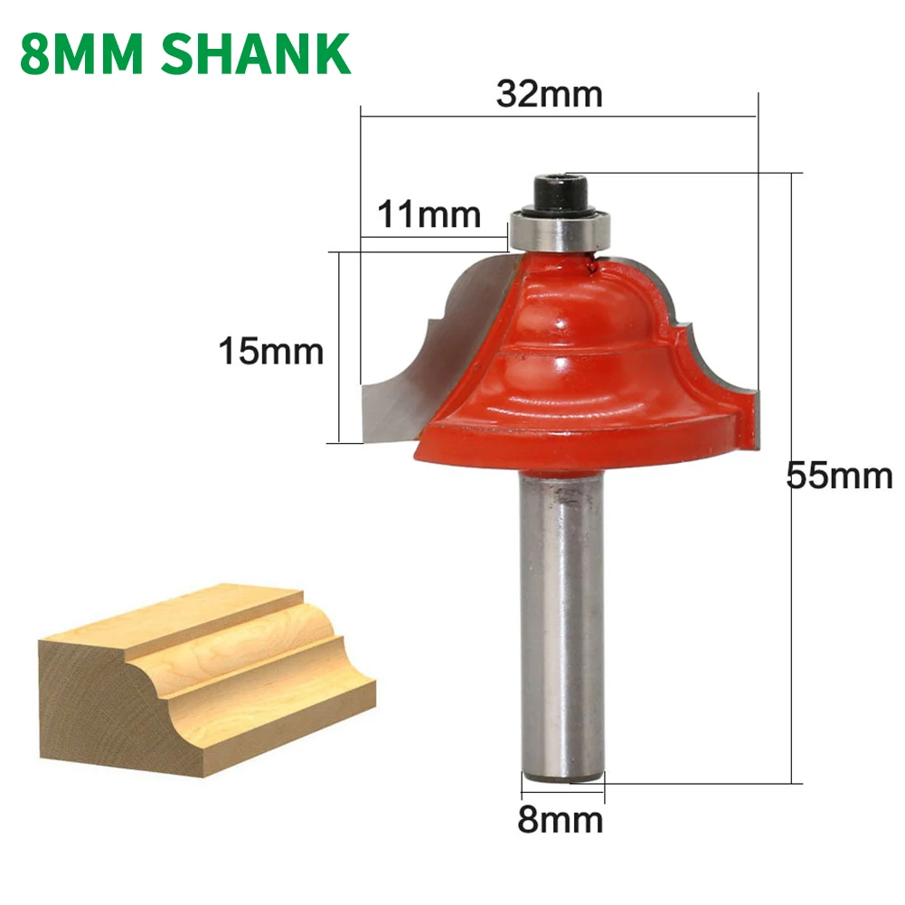 

1PC 8MM Shank Milling Cutter Wood Carving Double Roman Ogee Edging Router Bit Dovetail Router Bit Cutter Wood working Tools