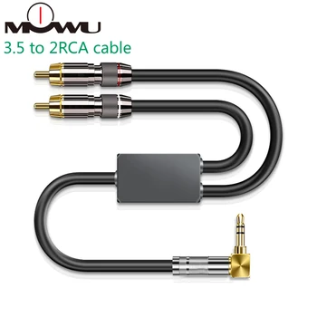 

MOWU Hifi Angled 3.5 Cable L Mini Jack 3.5mm to Dual RCA for PC Car Headphone Mobile Speaker 1/8" 3.5 to 2RCA Audio Cable1M3M 5M