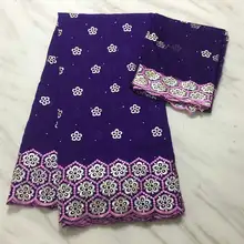 Африканская кружевная ткань Аква Швейцарский хлопок набор в швейцарском ткань атику с вышивкой и камнями 7 ярдов PL01