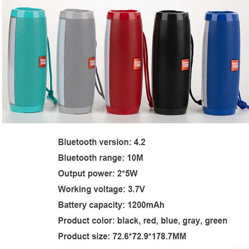 Powerful Portable Speakers Bluetooth Speaker Column Wireless Speaker with LED Night Light TF Card FM Radio Boombox Built in Mic