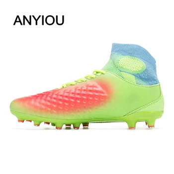 

ANYIOU Men Football Boots Football Boots Long Boots Spikes Ankle High Top Sneakers Soft Turf Outdoor Futsal Football Shoes Men