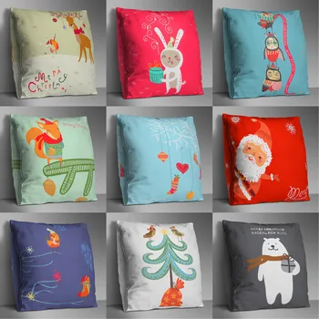 

Happy New Year 2021 Double-sided Christmas Creative Pattern Polyester Pillowcase 45x45cm Christmas Decorations for Home Navidad