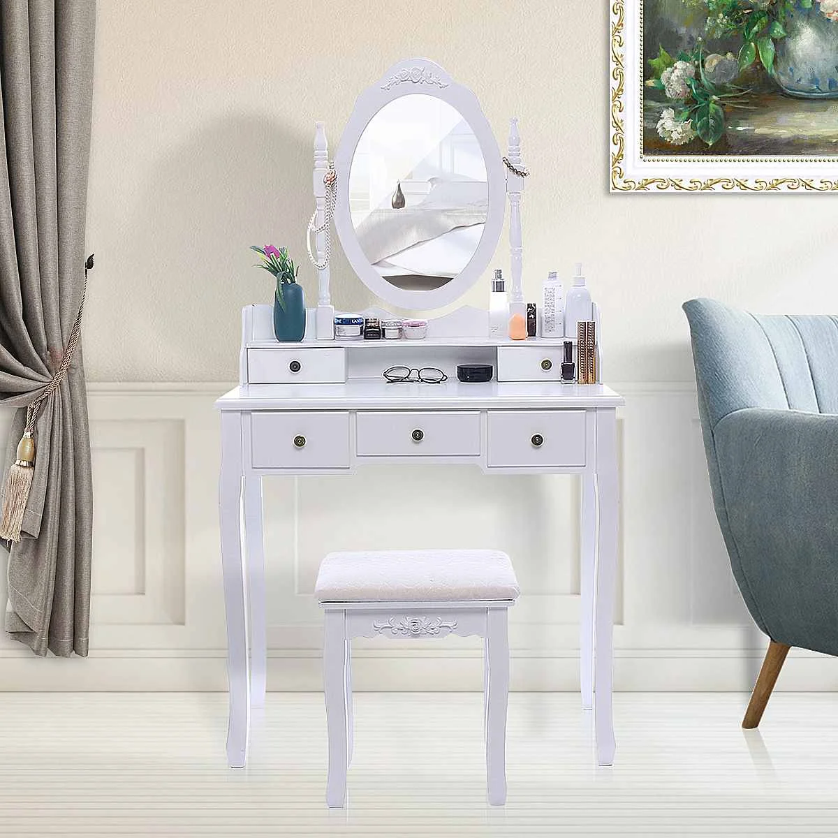 Modern Dresser Vanity Makeup Wooden Dressing Table Set Concise 5 Modern Dresser Vanity Makeup Wooden