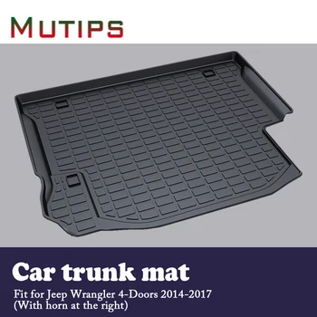 

Mutips 1Set Car Cargo rear trunk mat For Jeep Wrangler 4-Doors With horn on the right side 2014 2015 2016 2017 Waterproof carpet