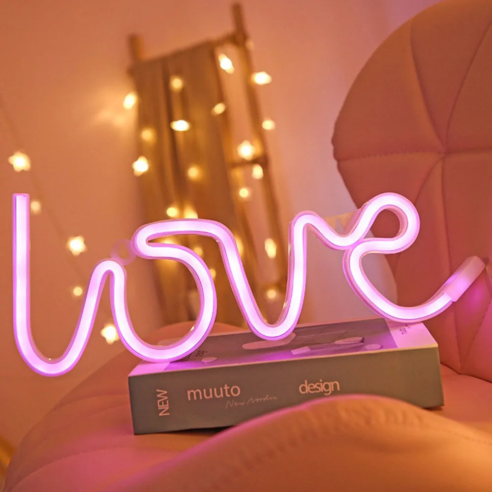 

Love Neon Signs LED Light Wall Table Décor Battery Powered Night Lights for Parties Weddings Home Bar Pub Hotel