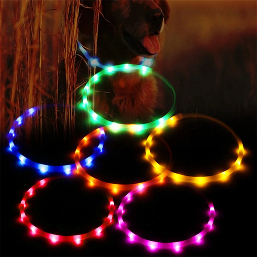 Pet Dog LED Collar USB Rechargeable Luminous Flashing Collar Pet Necklace Outdoor Glowing Walking Night Safety Accessories