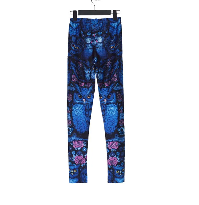 

Korean-style New Blue Color Owl Digital Printing Ankle-length Leggings Europe And America Leggings