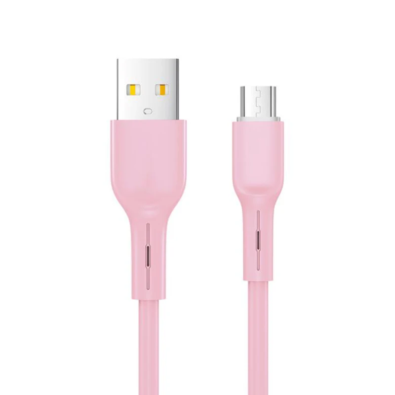 pink Жидкий силиконовый USB кабель для передачи данных 6s 7P удлиненный P30 S10 Android Быстрая зарядка 8Plus USB быстрая зарядка кабель для передачи данных 1 м 2 м - Цвет: pink