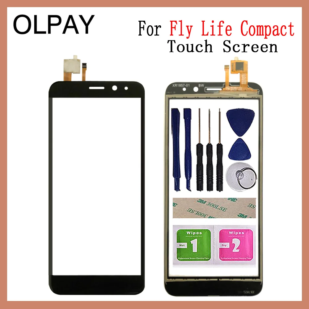 OLPAY 4,9" мобильный сенсорный экран сенсор для Fly Life компактный сенсорный экран дигитайзер Передняя стеклянная панель Бесплатный клей+ салфетки