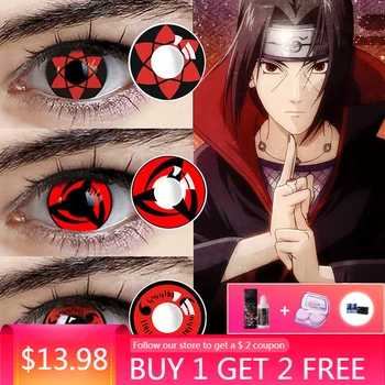 

2pcs with Case - Care Solution Halloween Contact Lenses Disposable Soft Lenses Colored Lenses For Cosplay Anime Eyes