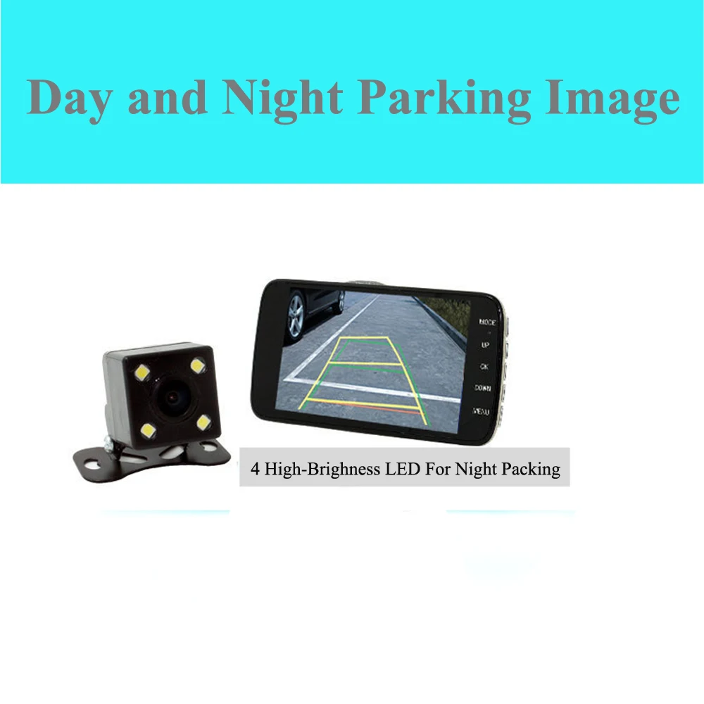 Full HD 1080P 4,0 дюймов Автомобильный видеорегистратор Dvr камера ips экран Авто регистратор двойной объектив ночное видение с зеркалом заднего вида