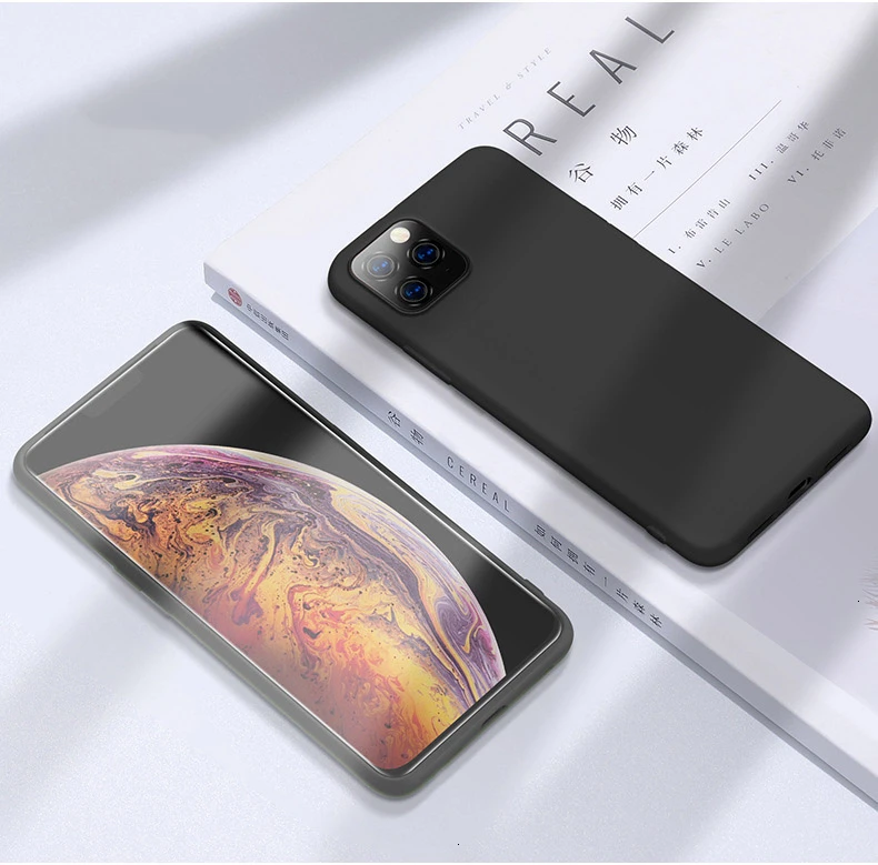 Жидкий силиконовый чехол для Apple iPhone 11 Pro Max X XS XR 8 7 Plus 6 6S ткань из микрофибры подушка для подкладки защитный чехол 50 шт - Цвет: Black