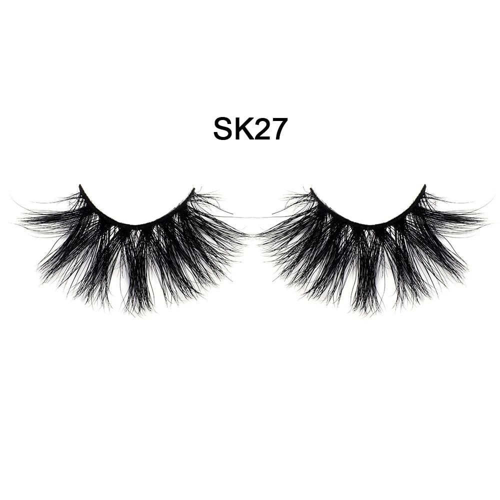 SK27 1 пара 25 мм Драматические Длинные ресницы 3D норковые накладные ресницы толстые крест-накрест Wispies Fluffies наращивание ресниц инструменты для макияжа - Цвет: SK27