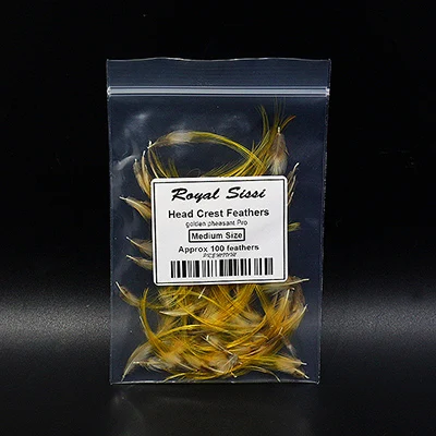2pack medium size Горячие 2 упаковки средний или большой золотой фазан головы гребень для традиционной мух перья, привязываемые к приманке лосось троуфлетные рыболовные материалы - Цвет: 2pack medium size