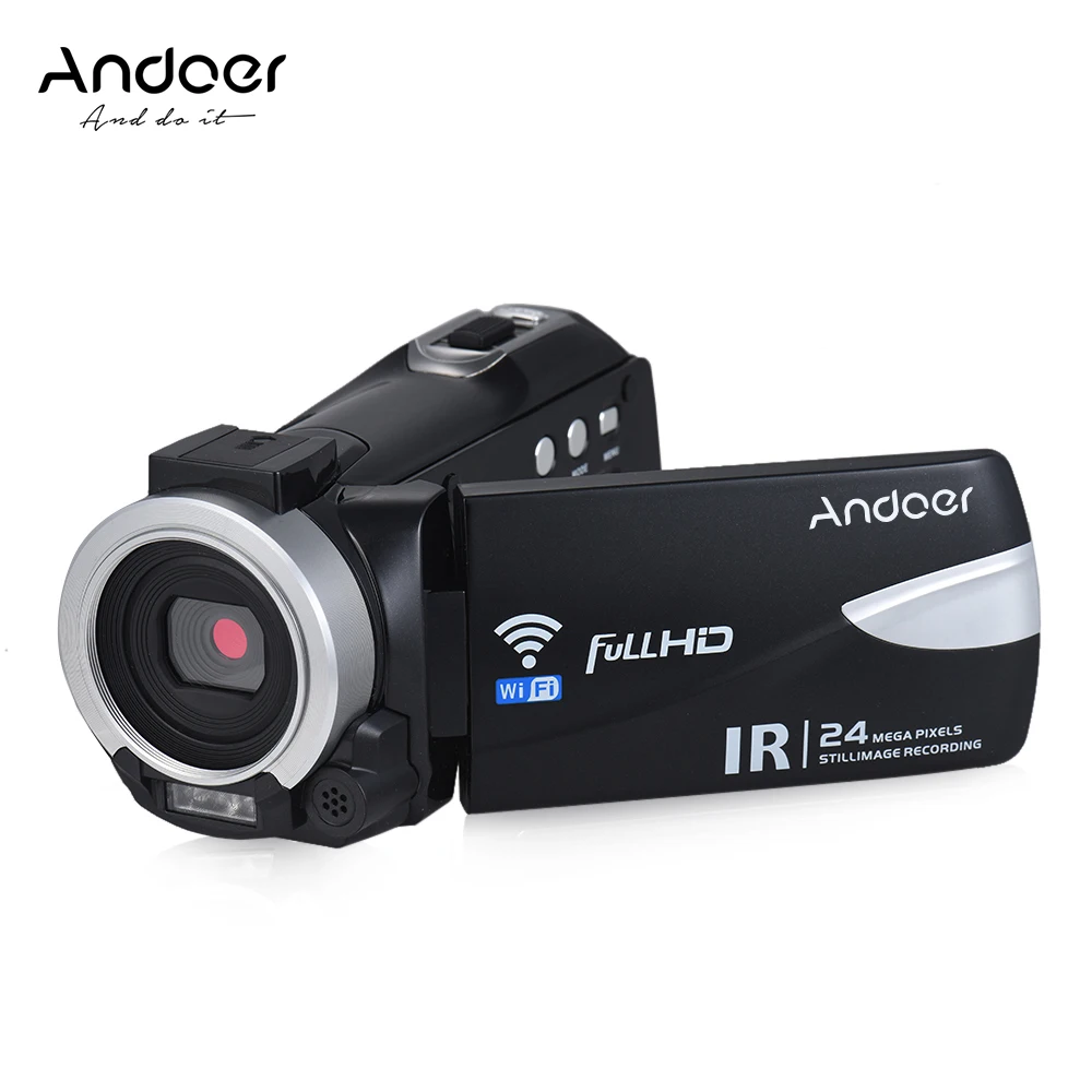 

Andoer 1080P FHD 24M WiFi Digital Video Camera Camcorder Recorder DV wit Remote Control/ Hot Shoe Mount for External Microphone