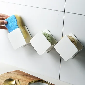 

Punch-free Kitchen Sink Sponge Rack Dishwashing Cloth Storage Rack Wall-mounted Scouring Pad Drain Rack Kitchen Organizer