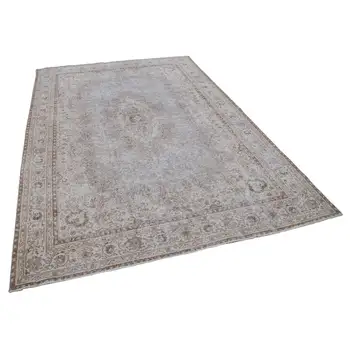 

209x307 Cm Beige Handmade English Vintage Area Rug-7x10 Ft